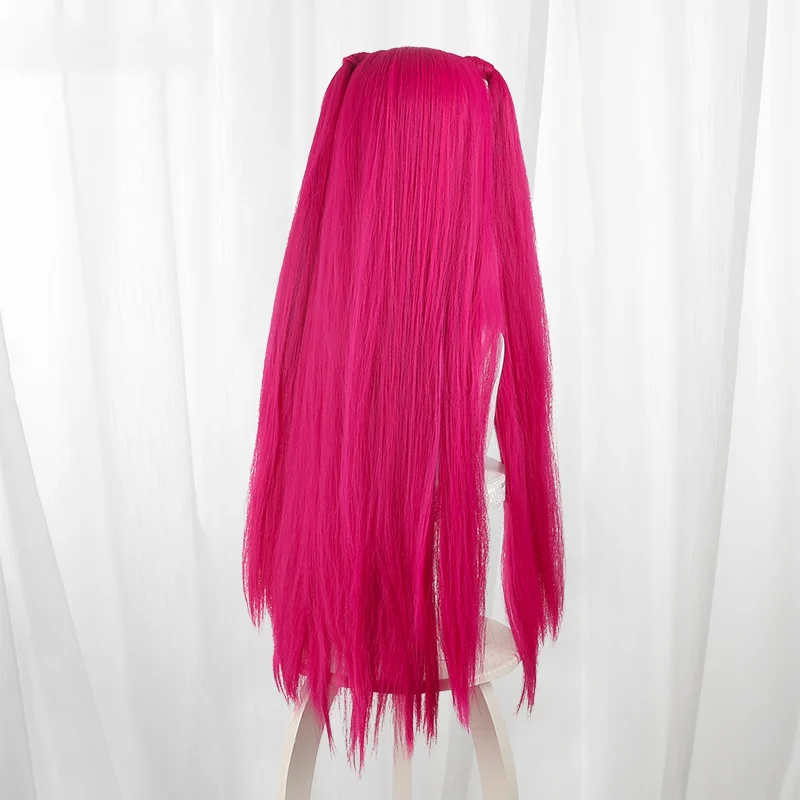 Anime KPop Demon Hunters Mira Cosplay peluca HUNTR/X Mira Cosplay pelo largo Rosa cola de caballo roja para fiesta de Halloween mujeres hombres