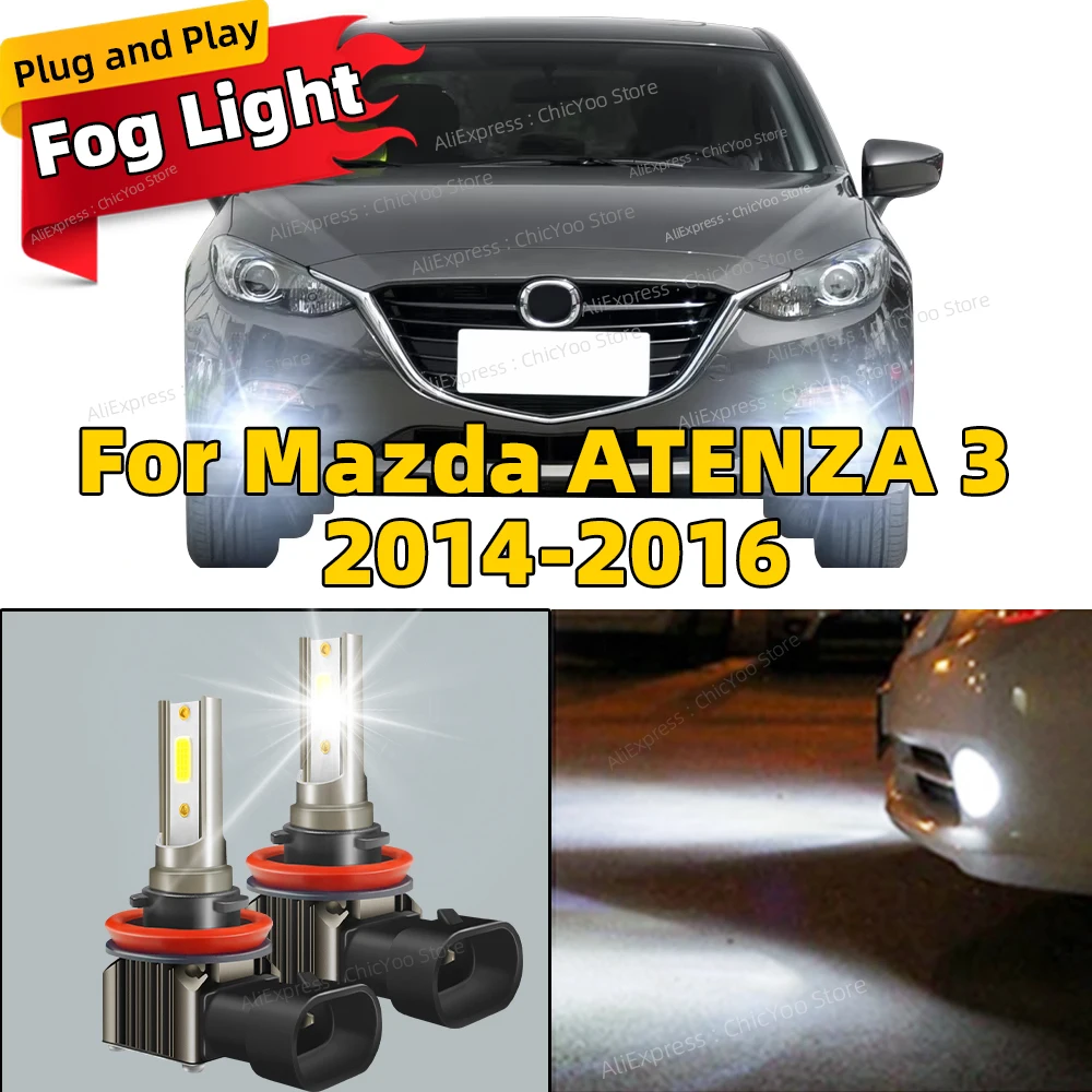 

6000K Front Fog Light 2pcs LED Bulb Accessories Lamp 80W For Mazda ATENZA 3 2014 2015 2016 Plug and Play High Bright