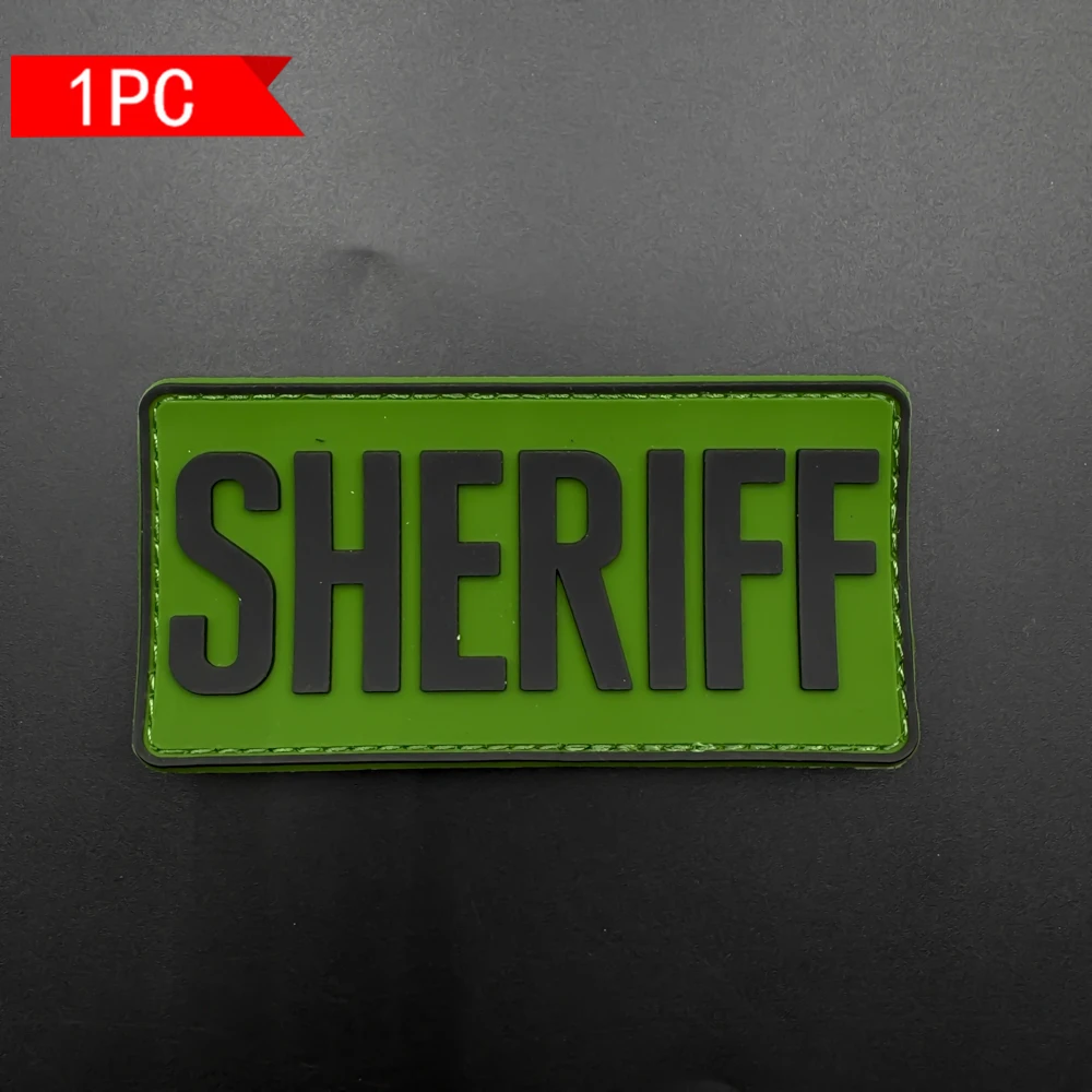 ملصق شارة من مادة PVC بنمط شريف، مع تأثير متوهج في الظلام، لديه خطاف على الظهر، مناسب لتزيين الحقائب وحقائب الظهر والسترات والملابس، ملصق رقعة مطرز، مطاط ناعم