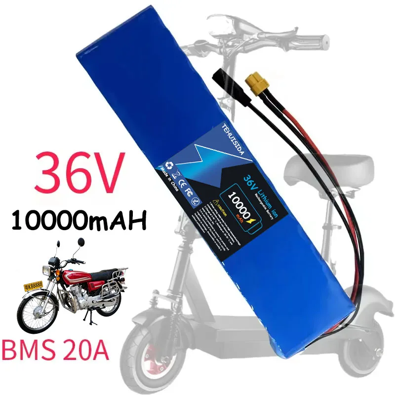 10S2P 36V 10000mAh Electric Scooter Battery Lithium Electric Skateboard Machine 500Welectric Skateboard Machine Battery XT30+JST