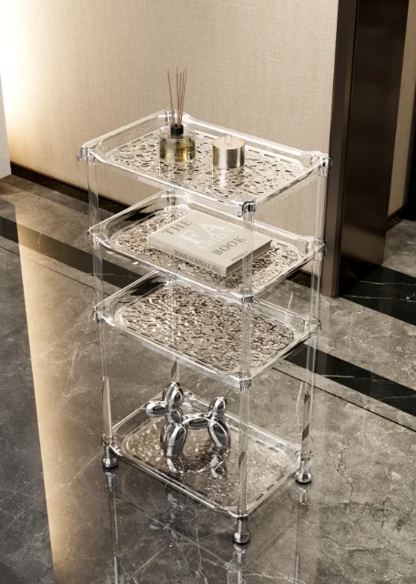 Clear Multi‑Tier Acrylic Bathroom Storage Shelf Water Ripple Organizer Stand for Shower Vanity Kitchen Countertop