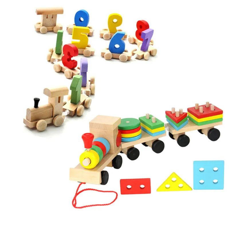 Wooden Digital Small Train Toy Set for Kids,Learning Numbers and Colors,Early Educational Sorting and Stacking Toy for Children