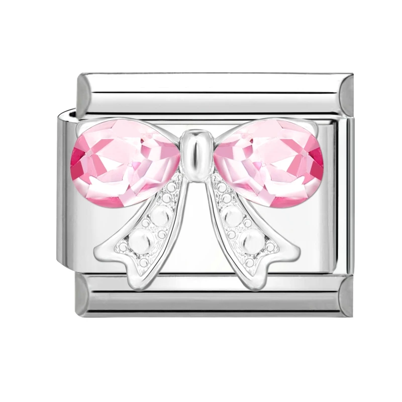 Y2K Zircon Star Heart Bow Cherry Moon Italian Charm Links Fit 9mm Stainless Steel Bracelet Women Jewelry DIY Making Dropshipping