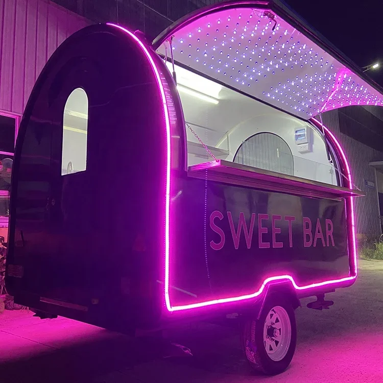 

Small bar Cart Trolley EU Electric Outlets Water Sinks with Pump Water Supply System Food Concession Trailer for Sale