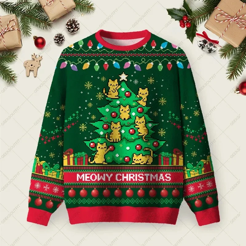 3D-Druck Lebkuchenmann Grafik-Sweatshirts Lustiger Weihnachtsmann Hässlicher Weihnachtspullover Unisex Weihnachten 2026 Pullover Freizeitkleidung – Detail 9