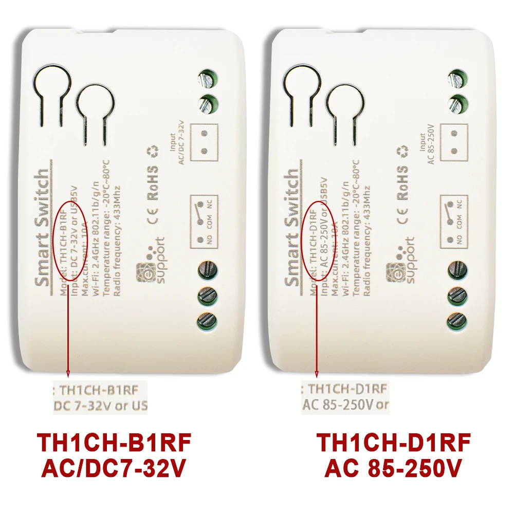 Ewelink สวิตช์ควบคุมอุณหภูมิอัจฉริยะ WIFI โดยใช้ WiFi และ433MHz RF รีโมทคอนโทรล AC 7-32V 85-250V ทำงานร่วมกับ Alexa Google Home