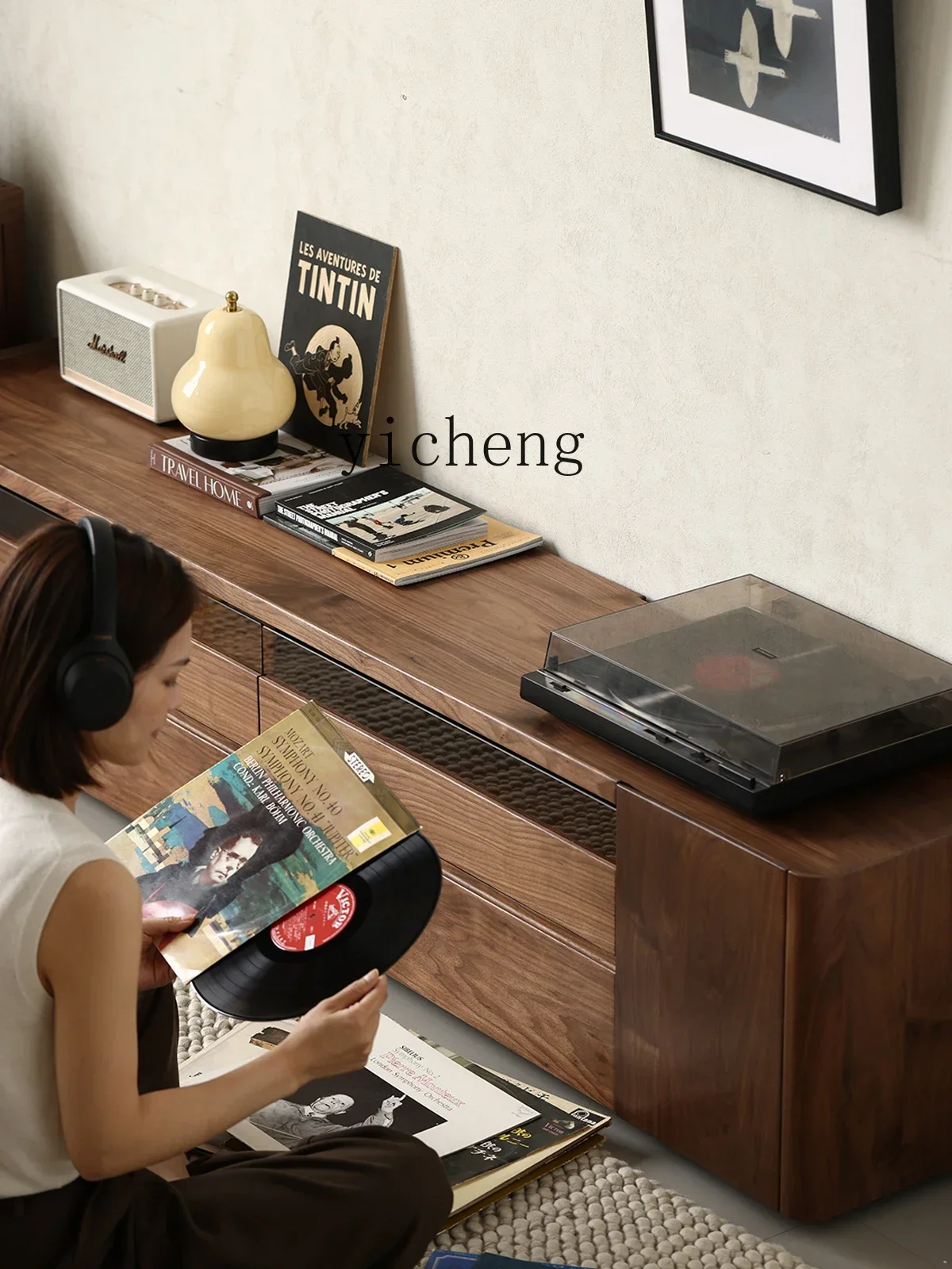 

l2 all-solid wood TV cabinet Nordic simple living room home TV cabinet storage locker integrated