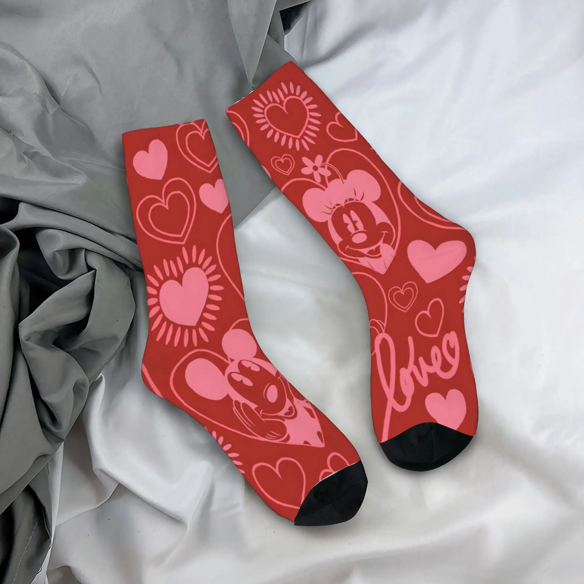 

Men Women Valentine's Day Mickey And Minnie Socks Soft Casual Socks High Quality Merch Middle Tube Crew Socks Amazing Gift