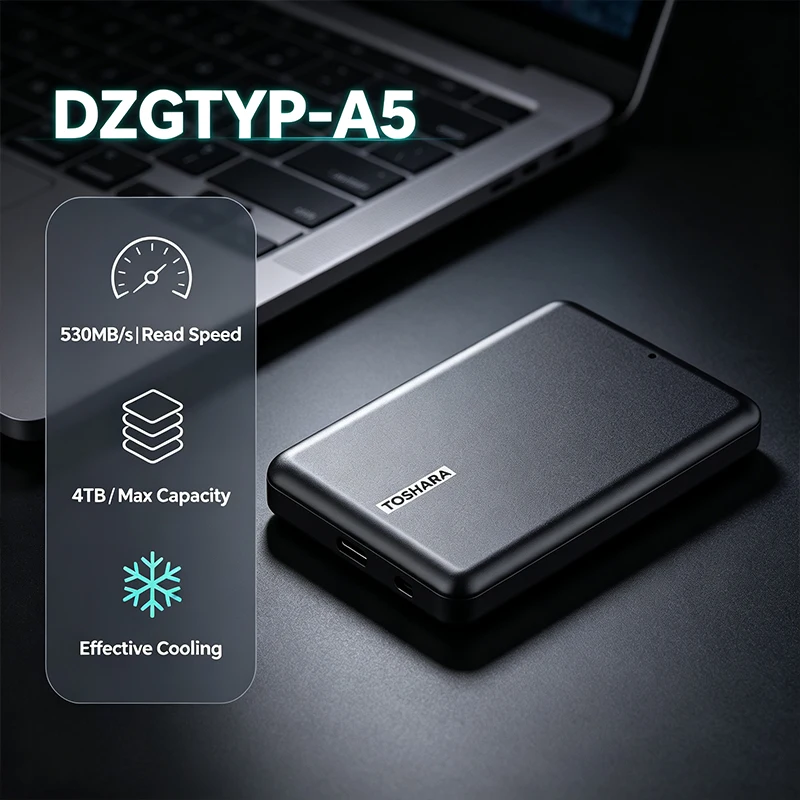 [Brand+] Original A5 Portable External Hard Drive Black High Speed Storage Disk for Mac Windows Laptop Desktop PC Data Backup