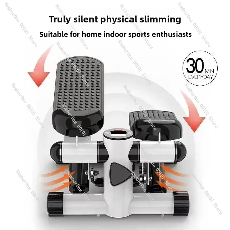 Home Fitness Hydraulic Stepper with Resistance Bands Indoor Elliptical Climber Stair Step Machine Multifunction Cardio Training