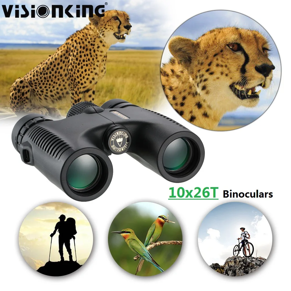 Visionking Portable 10x26 HD Binoculars Power Long Range Outdoor Birdwatching Camping Tourism Wide Angle Bak4 Compact Telescope