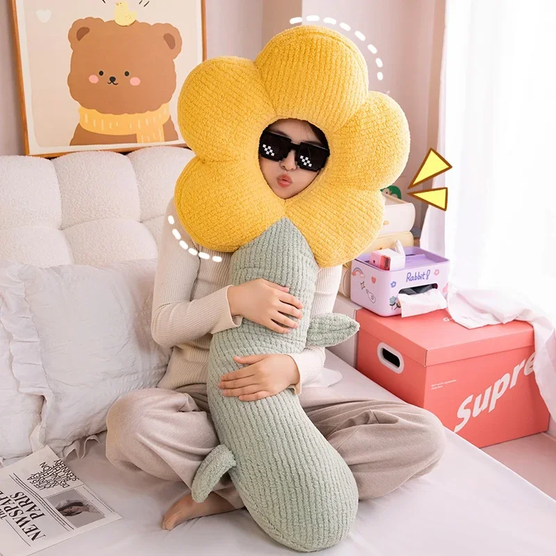 Giant Creative Soft Long Flower Pillow Plant Toys Cushion Plush Stuffed Sofa Floor Home Sofa Pillow Children Girls Gift