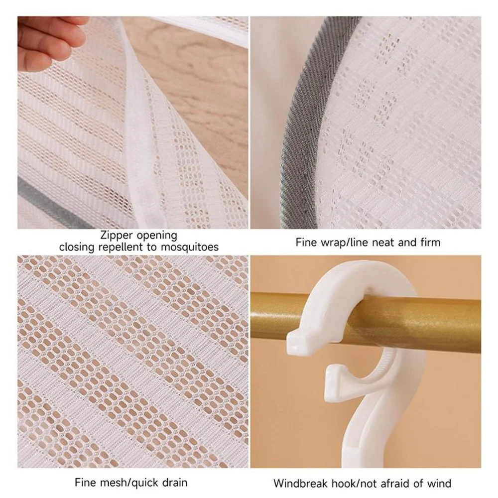 1-3 Layer Folding Fishnet Non-Toxic Polyester Net Hanging Drying Net Suitable For Fruit And Vegetable Herbs With Zip