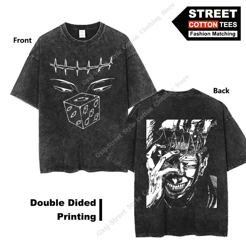 Kenjaku تي شيرت مطبوع أنيمي ، gito ، SUGURU تي شيرت ، "عالم السجن" ، قطن مغسول ، ملابس الشارع الكلاسيكية الكبيرة ، المحملات غير الرسمية #1