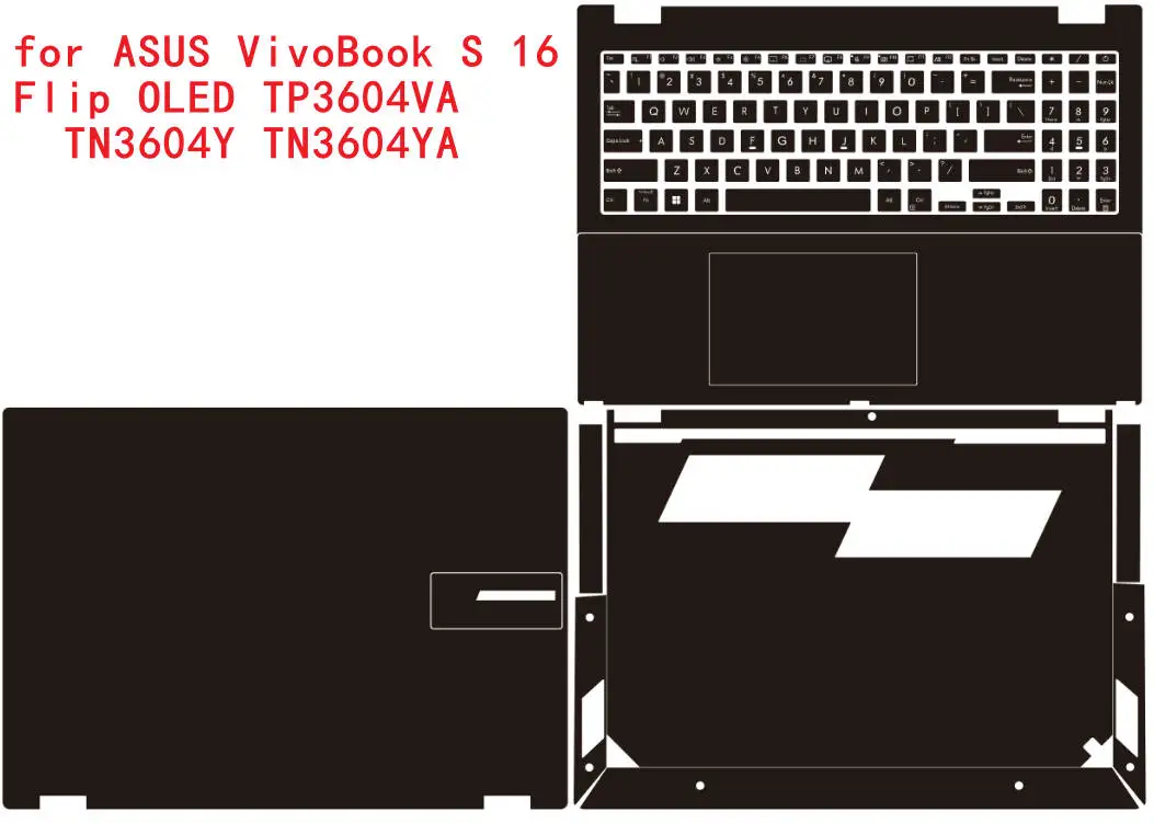 Pre Cut Laptop Vinyl Decal Cover Sticker Protector For ASUS VivoBook S 16 Flip OLED TP3604 VA TP3604VA TN3604  TN3604Y TN3604YA