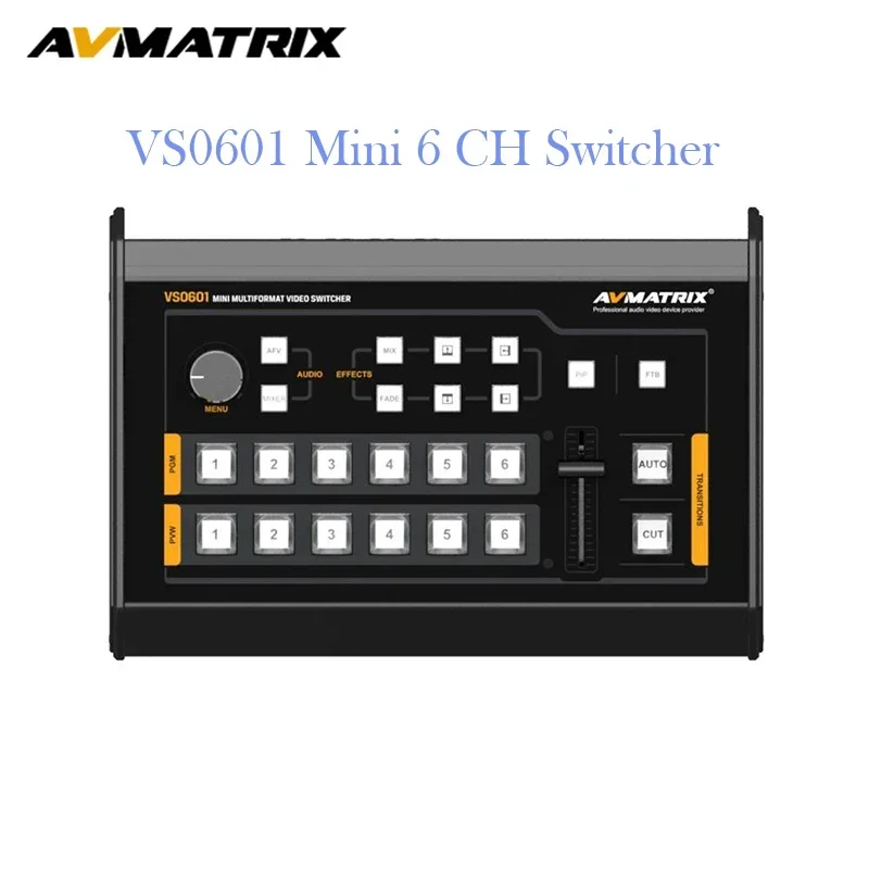 Avmatrix VS0601 Mini 6 Channel SDI/HDMI Multi-format With T-Bar Live Streaming Video Switcher For DSLR Camera