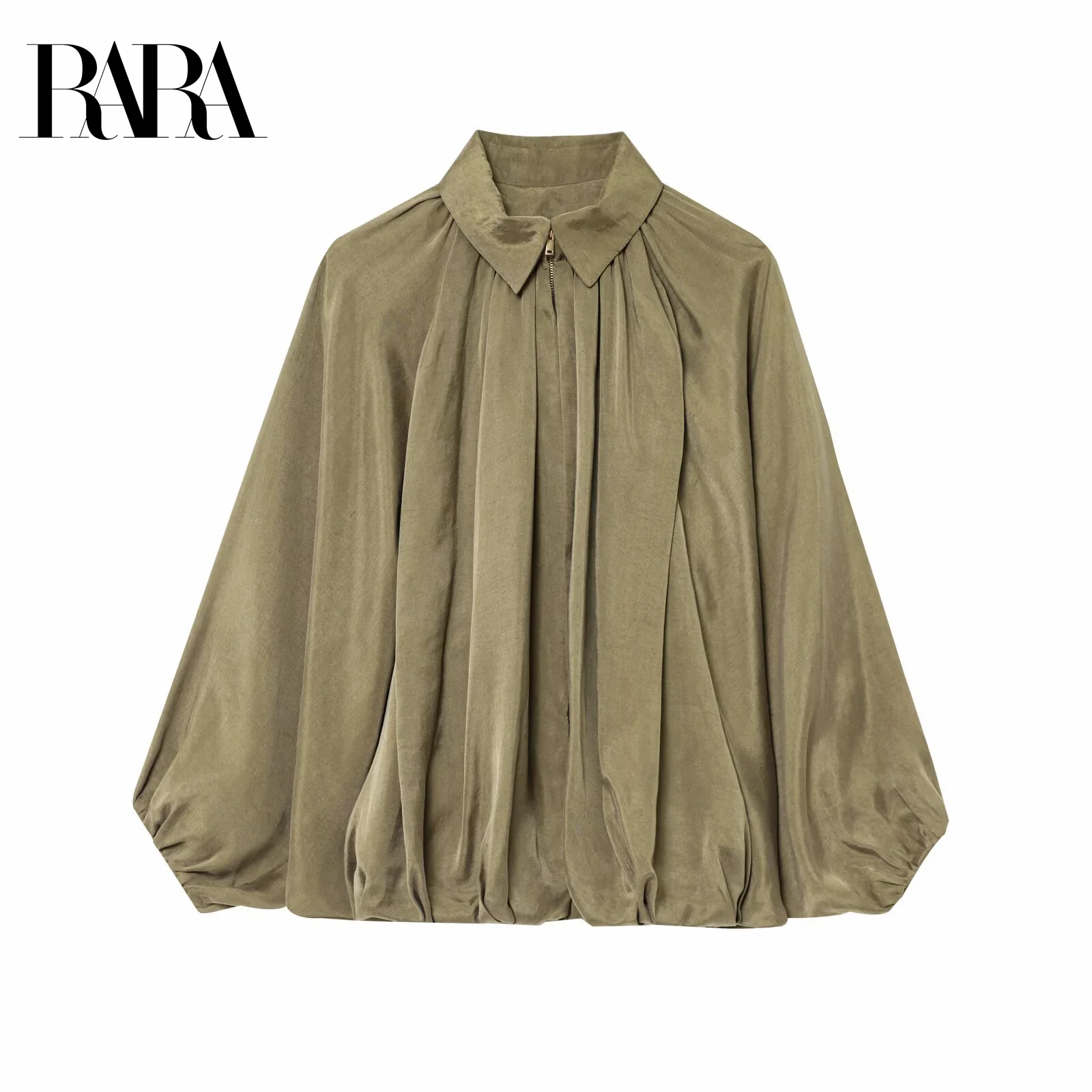 

RARA 2023, весенняя новая женская пышная куртка-пилот, повседневное универсальное свободное пальто со складками по подолу, 2814/404