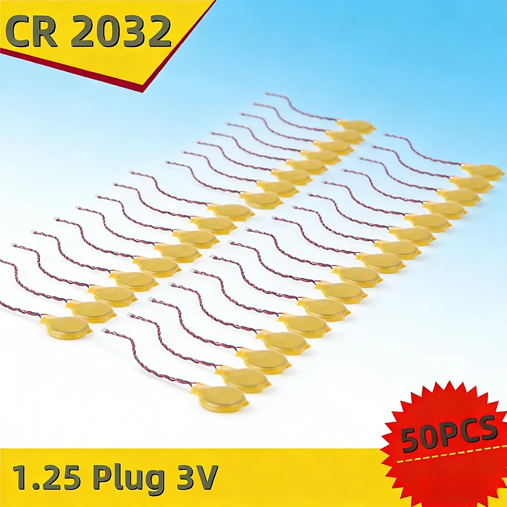 

10 шт. батареек CR2032 с проводом, 2-контактные, для материнских плат ноутбуков, BIOS, CMOS, с проводом, кнопочная батарейка CR2025, CR2016, 2032