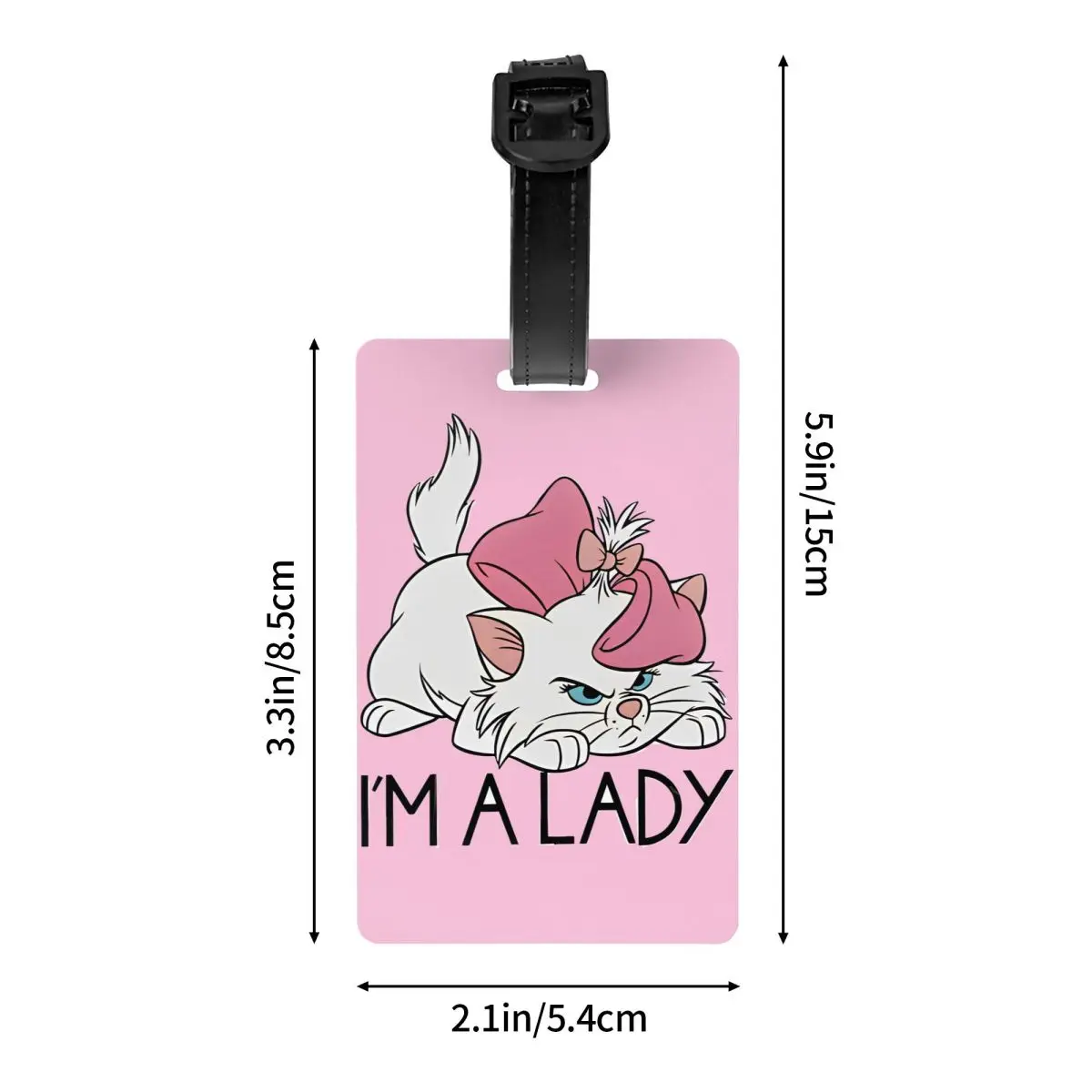 I'm A Lady Marie Aristocats 귀여운 고양이 수하물 태그, 여행 실리카 젤 휴대용 라벨 수하물 가방 케이스, 이름 ID 주소