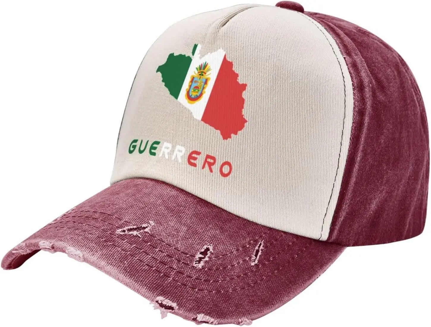 Guerrero Mexico State Flag Map Unisex Vintage Washed Distressed Baseball Cap Patchwork Adjustable Dad Hat