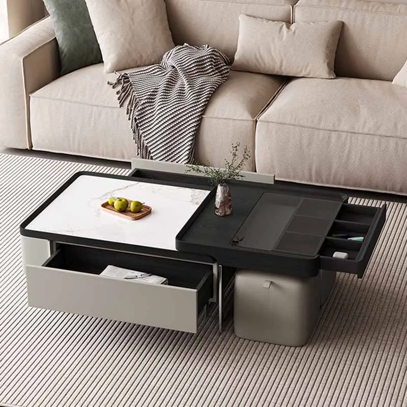 

Unique Rectangle Coffee Table Luxury Storage Clear Floor Living Room Side Table Nordic Apartamento Mesa Centro Salon Furniture