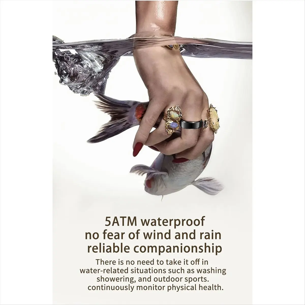 

【A90U】R6 Smart Ring Health Monitoring Ring IP68 & 5ATM Waterproof Multi-Sport Modes Universal Smart Ring Couple Rings No.9,B