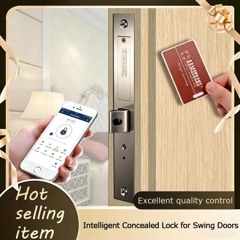 Smart Remote Control Electronic Lock System With NFC Card Swipe APP Unlock 304 Stainless Steel For Hotel Apartment Hidden Door