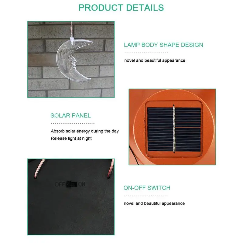 Solar Lamp Wind Chime Color Changing Light Solar Mobile Star And Moon Shape Design LED Light for Courtyard Garden Park