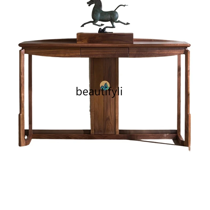 

Black walnut solid wood porch cabinet display end view table for new Chinese furniture