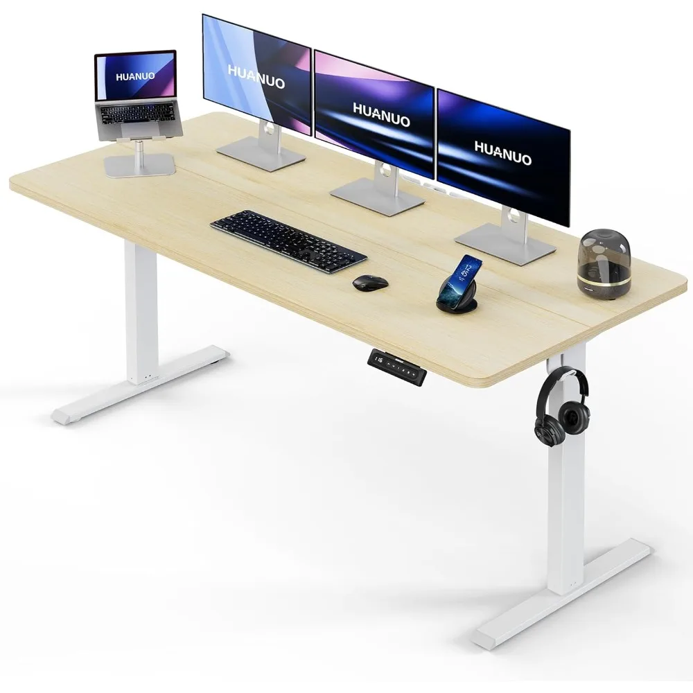 

63 x 28 electric standing desk with adjustable height, 4 memory height settings, headphone hook, cable manager