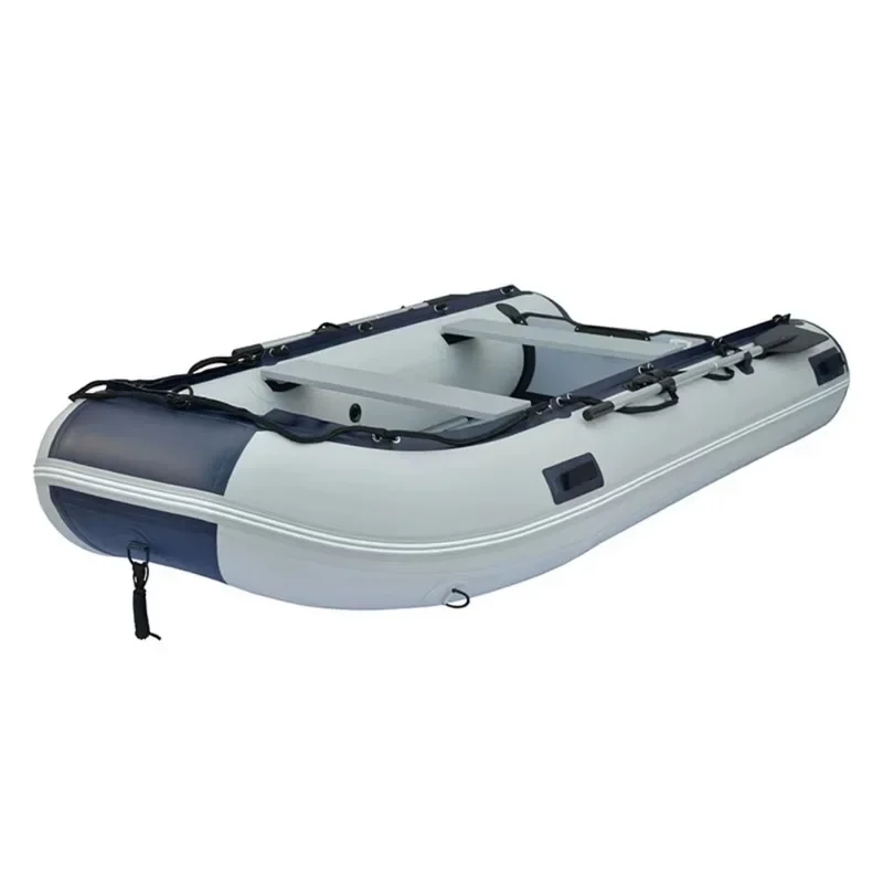 12'6" opblaasbare vissersboot PVC 0,9 mm met aluminium vloer roeiboten 380 cm voor 6 personen sportjacht op zee Max. 30 pk vermogen