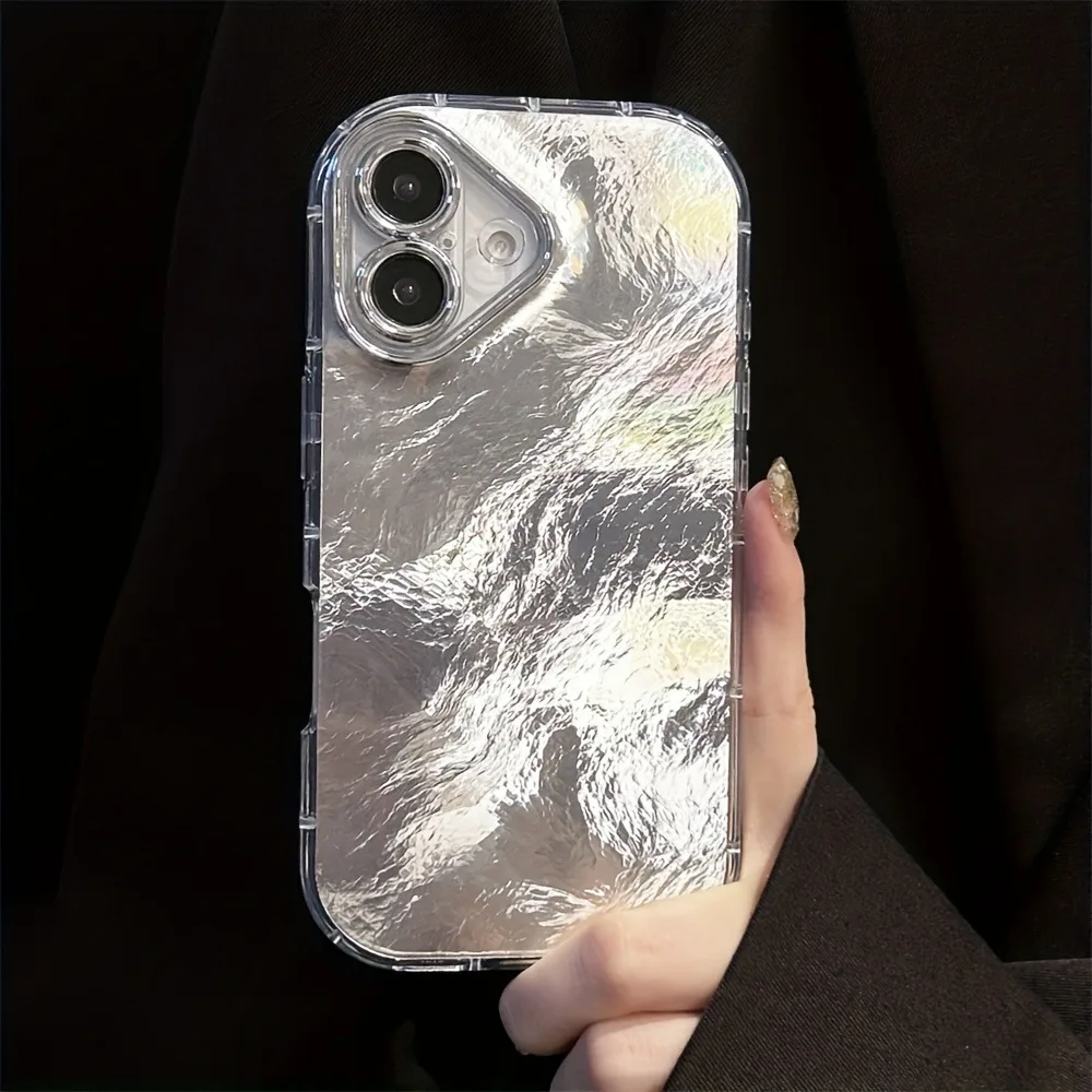 Luxury Laser Glacier Pattern Gradient Clear Phone Case For iPhone 16 15 14 13 12 11 Pro Max 7 8 Plus X XS XR Soft Silicone Cover