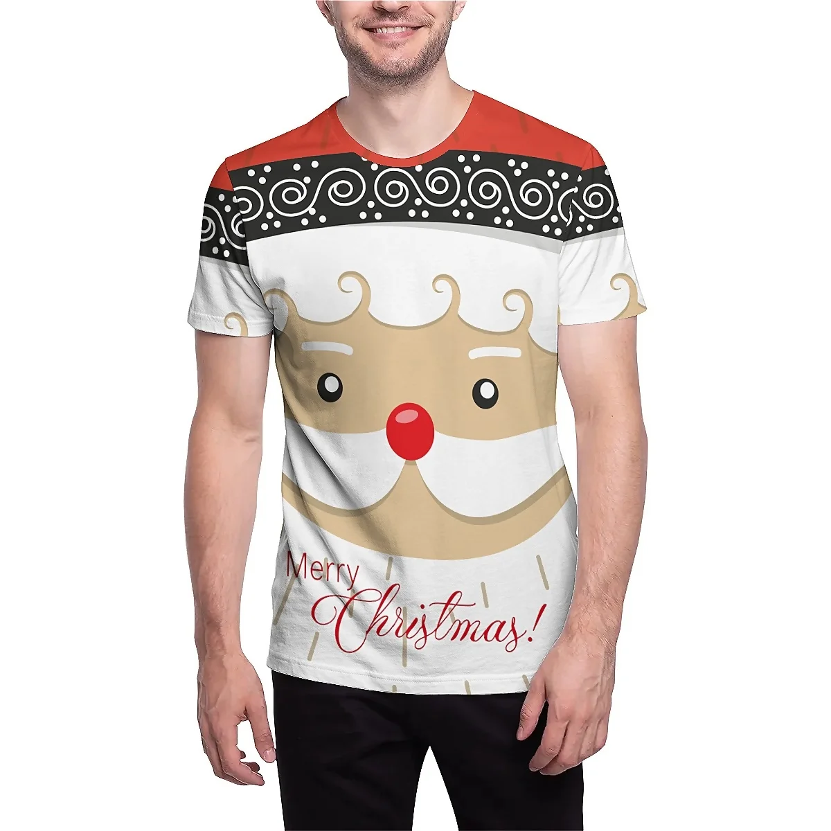 Men's 3D printed Christmas T-shirt, perfect for daily wear; Happy Holidays Cute Women's T-shirt