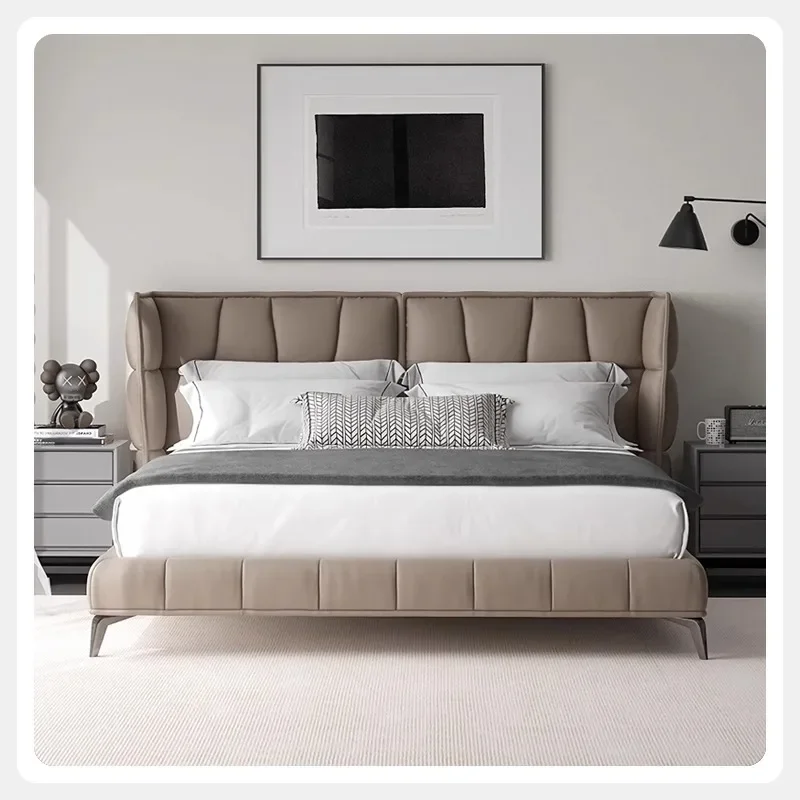 

ABCLuxury Modern Wooden Designs Double Frame Set Soft Style for King Size Leather Wall Bed for Hotel Bedrooms