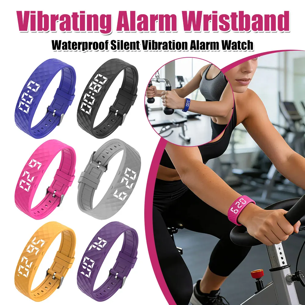 

Vibrating Alarm Wristband Waterproof Silent Vibration Alarm Watch Rechargeable 45-Day Battery Life for Deepsleepers Elderly