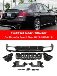 Rear Bumper Lip Diffuser E63 E53 Look Style Spoiler With AMG Exhaust Tips E300 Sport Sedan For Benz E Class W213 2016-2019