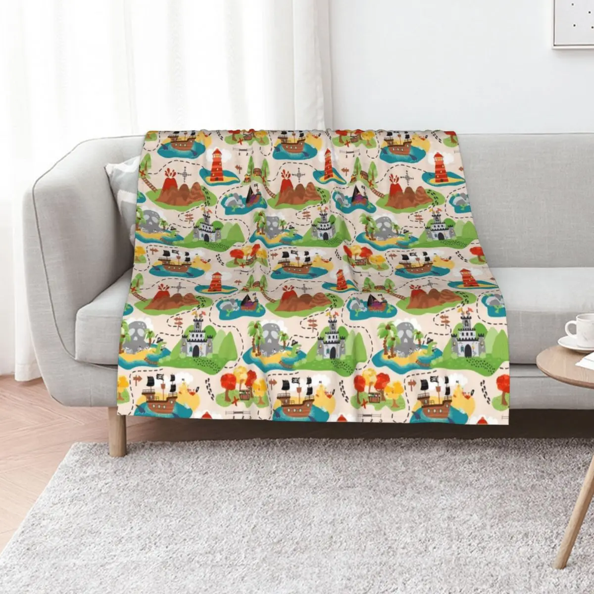 Pirate Treasure Map On Tan Throw Blanket Blankets Sofas Of Decoration funny gift Flannel Fabric warm for winter Thin Blankets