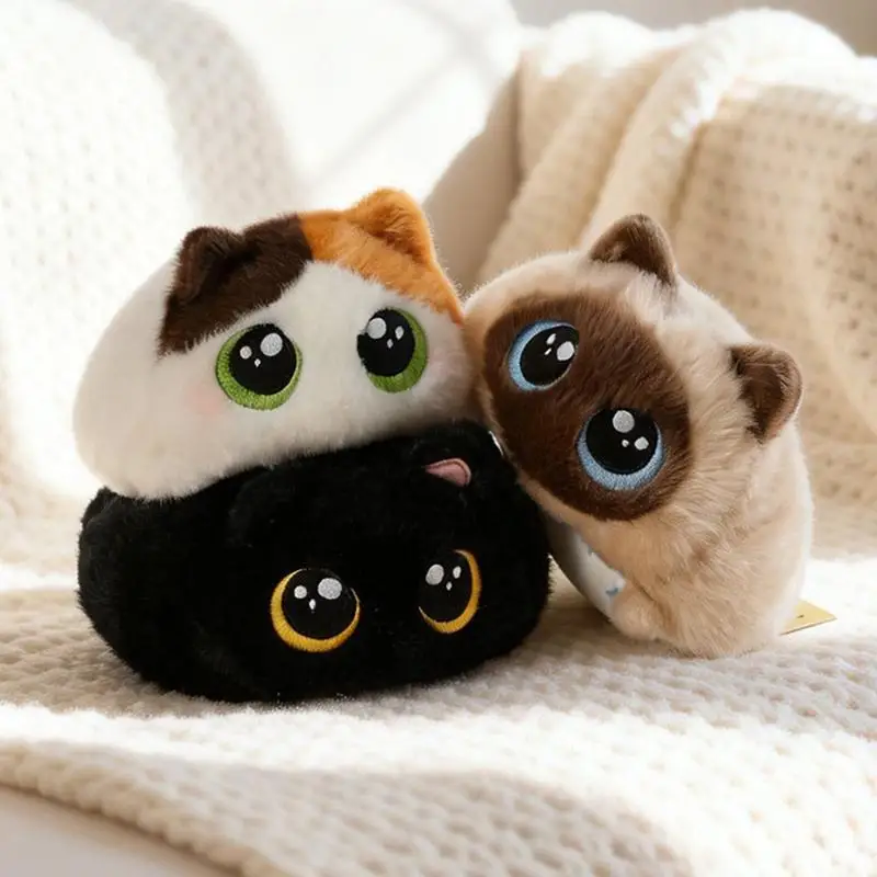 Image of Flauschige Mollige Katze Plüschtier Große Größe Ultra Weiche Kuschelige Plüschpuppe für Kinder Neujahrsgeschenke Schlafzimmer-Eckendekoration