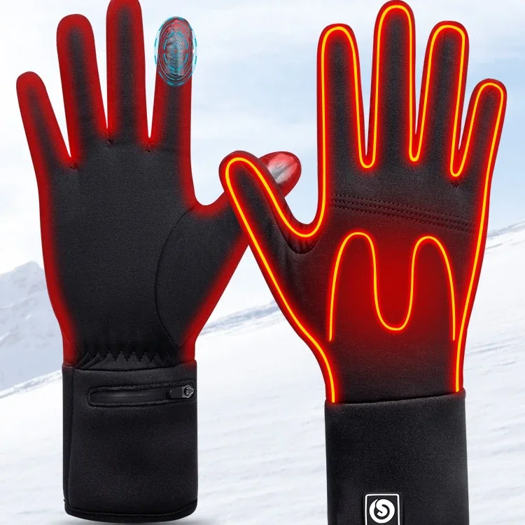 Waterproof Rechargeable Heated Running Ski Gloves Liners Electric Hand Warmer Glove Heating Winter Electric Heated Gloves