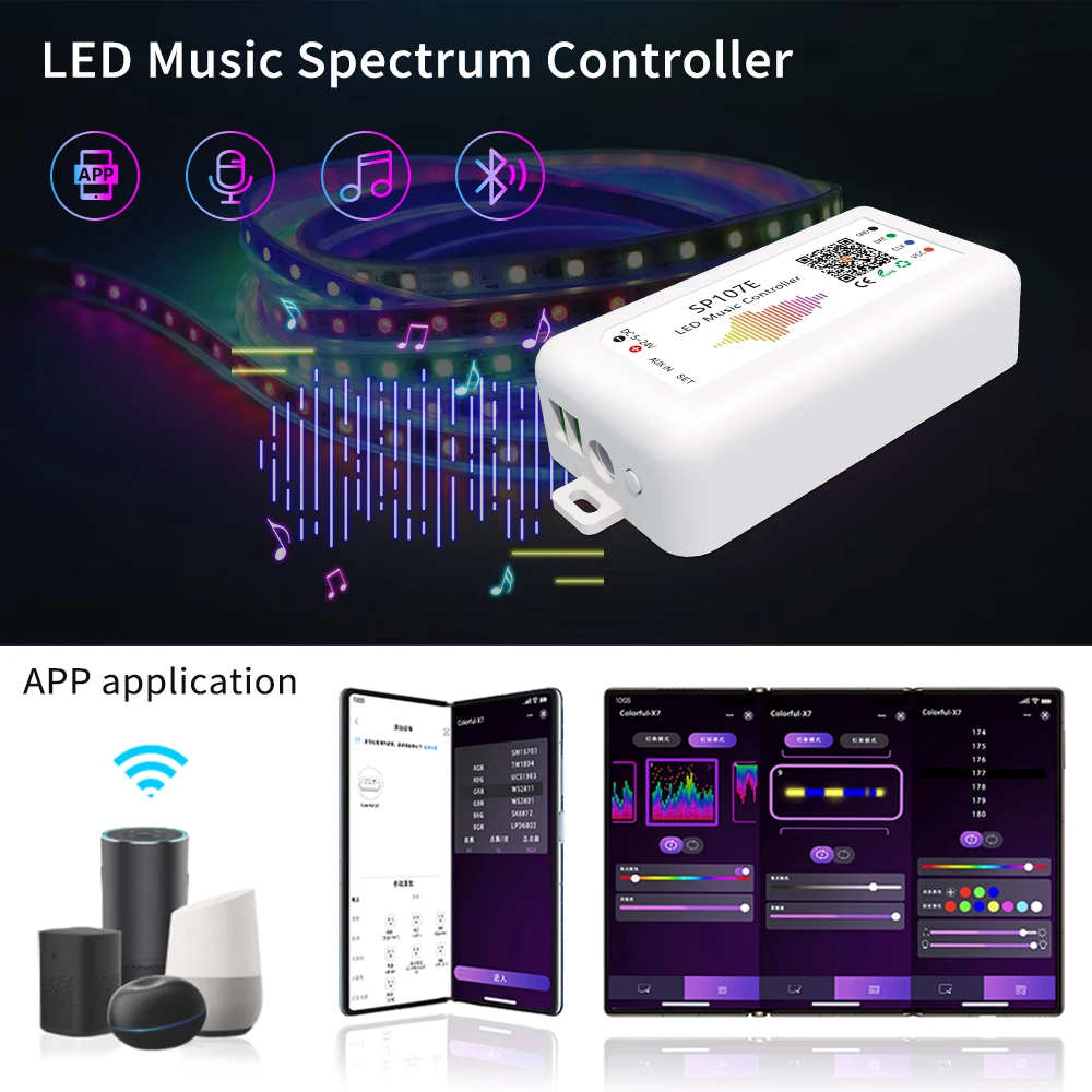 WS2812 2811 Led Pixels Light Strip Controller COB SK6812 SP105E SP107E SP108E SP110E Bluetooth/WIFI/Music Tuya Smart APP 12V 24V