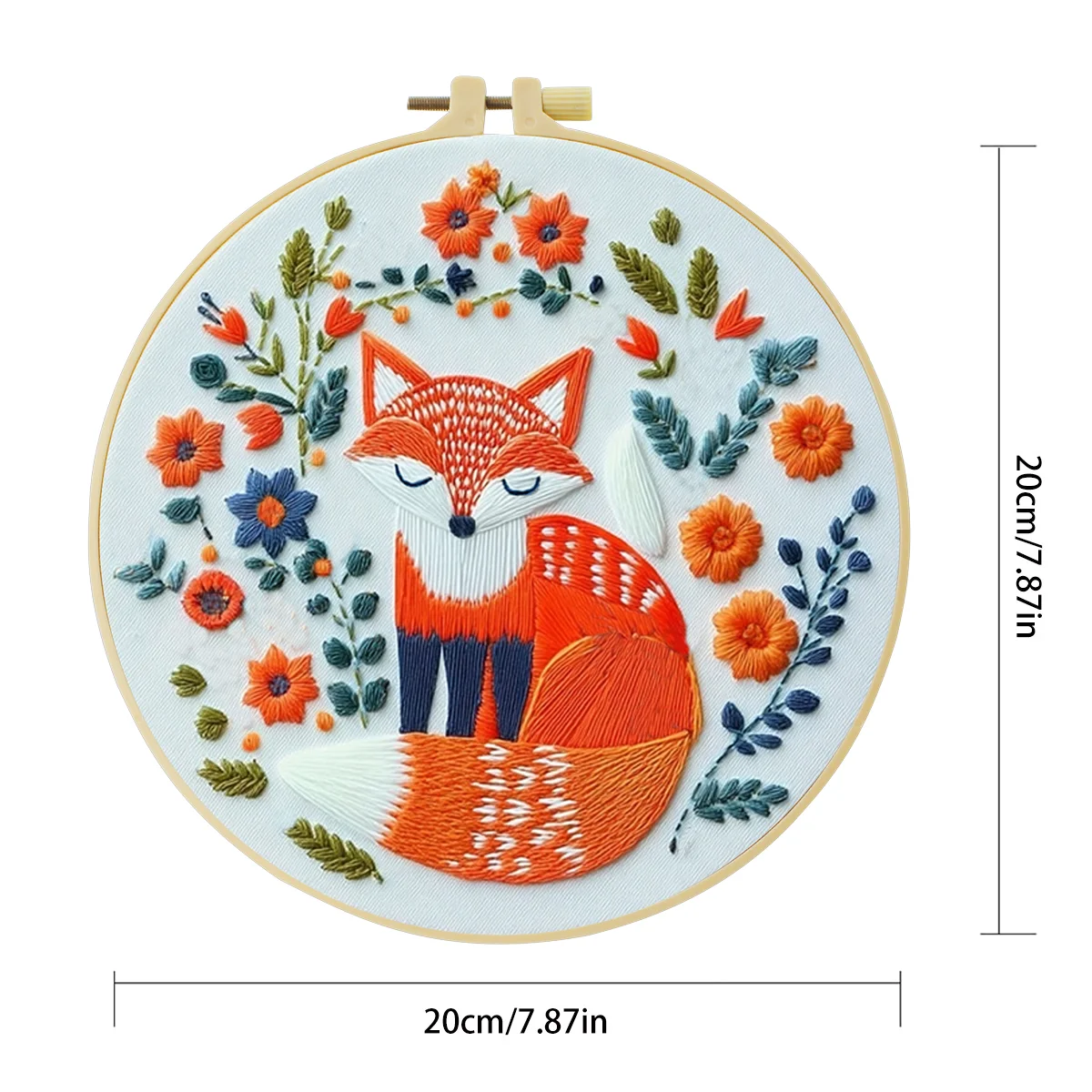 1 Stück 20X20CM/15X15CM 7,87/6,3 Zoll Fuchs-Stickerei-Starter-Kit DIY-Kit DIY-Stickerei-Set Handarbeiten Nähkunst Heimdekoration – Detail 4