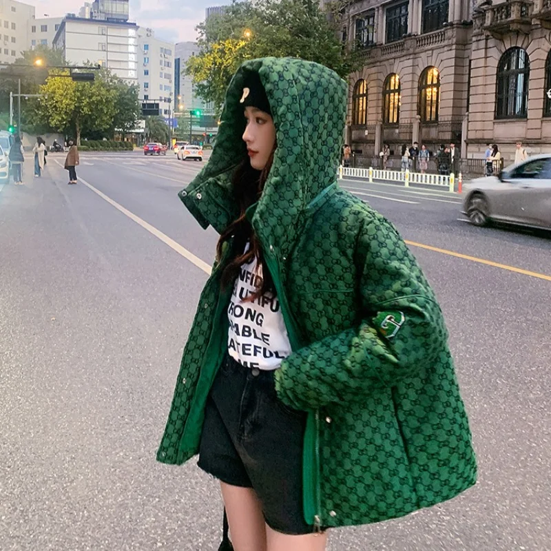 Winter Casual Women's Parkas Coats Vintage Baggy Quilted Jacket Green Padded Jacket Thickened Warm Waterproof Jacket Feminina