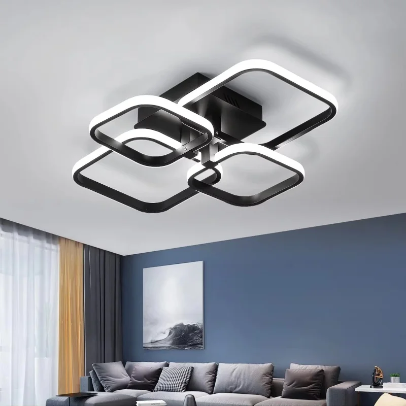 LED Chandelier Three Colors Ceiling Light, Modern Ceiling Lamp  for Bedroom Living Room Dining Room Home Decor Fixtures