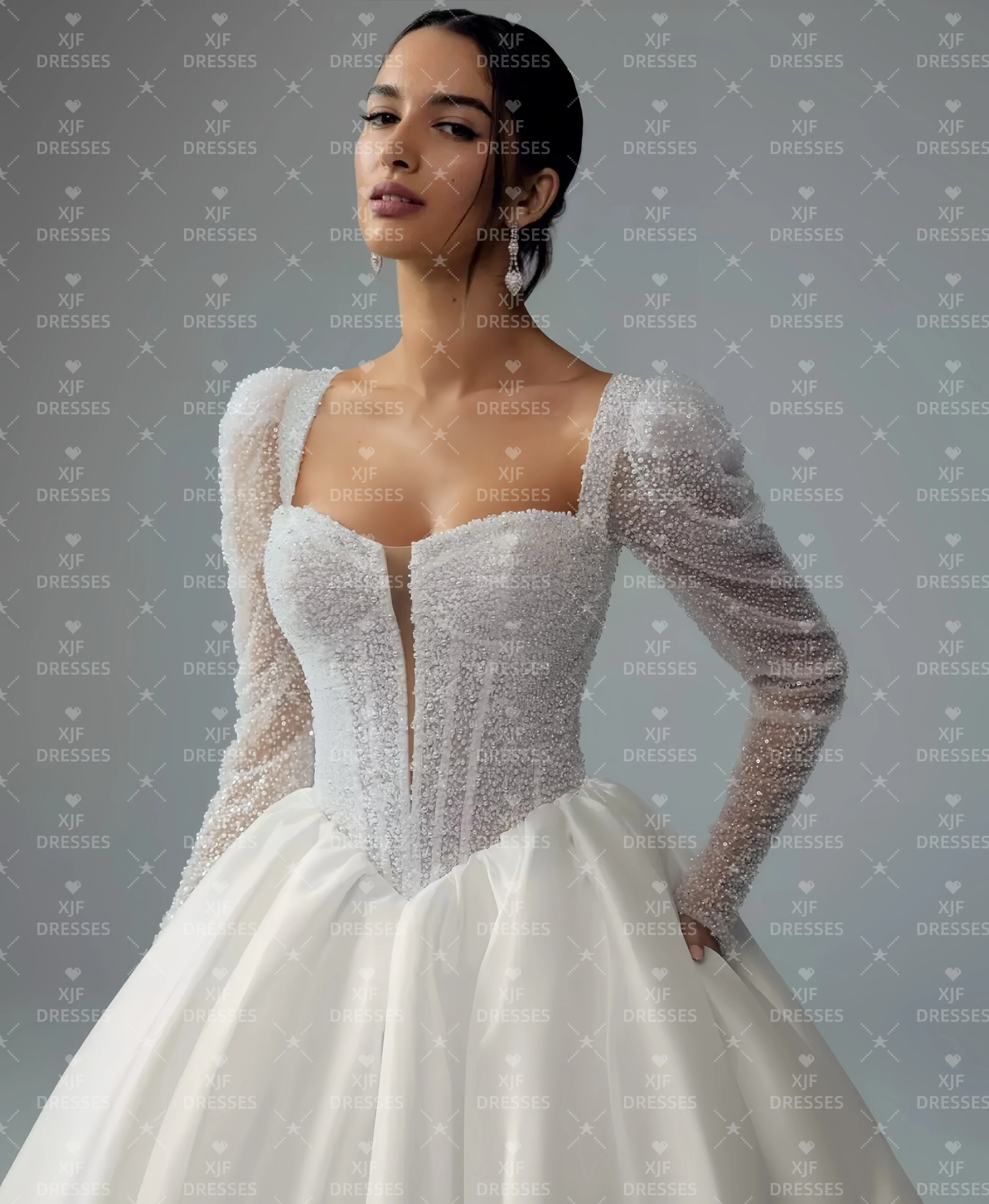 

Customzied V-neck long-sleeved Elegant wedding dress 2025 vestidos de novia amanda novias amanda novias official