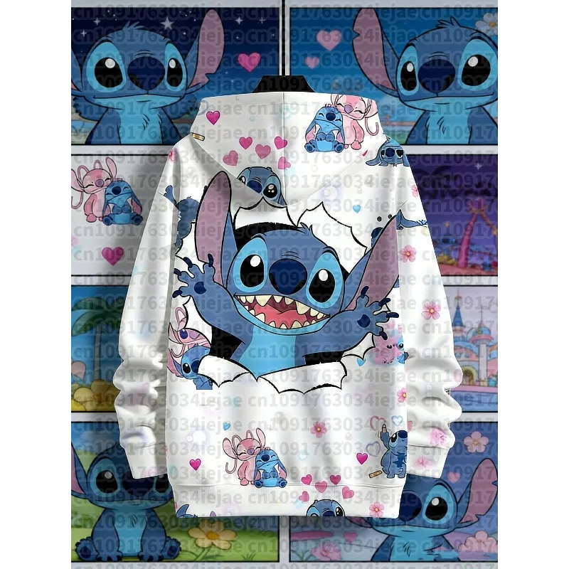 

2025-26 Autumn/winter Disney Stitch&Angels Hoodie Cute 3D Print Cartoon Pullover Sweatshirt Women Hooded Sport Oversize Hoodie