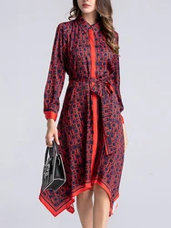 VKBN Summer Dress Woman 2024 Irregular Red Evening Empire Long Sleeve Party Elegant Dresses for Female High Quality