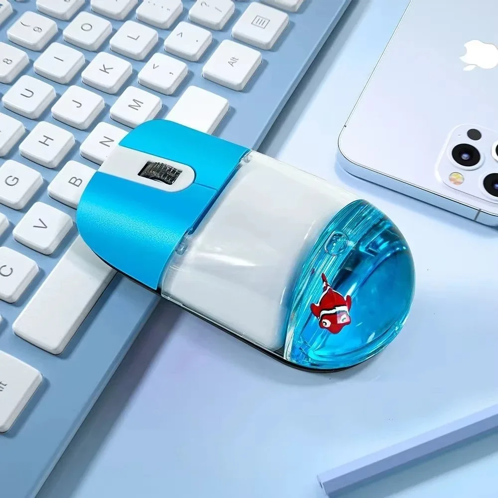 

Frutiger Aero Aqua Liquid Mouse 2.4G Wireless Mouse Silent Office Accessories Cute Floating Aquarium Animal Ocean Doll Mouse