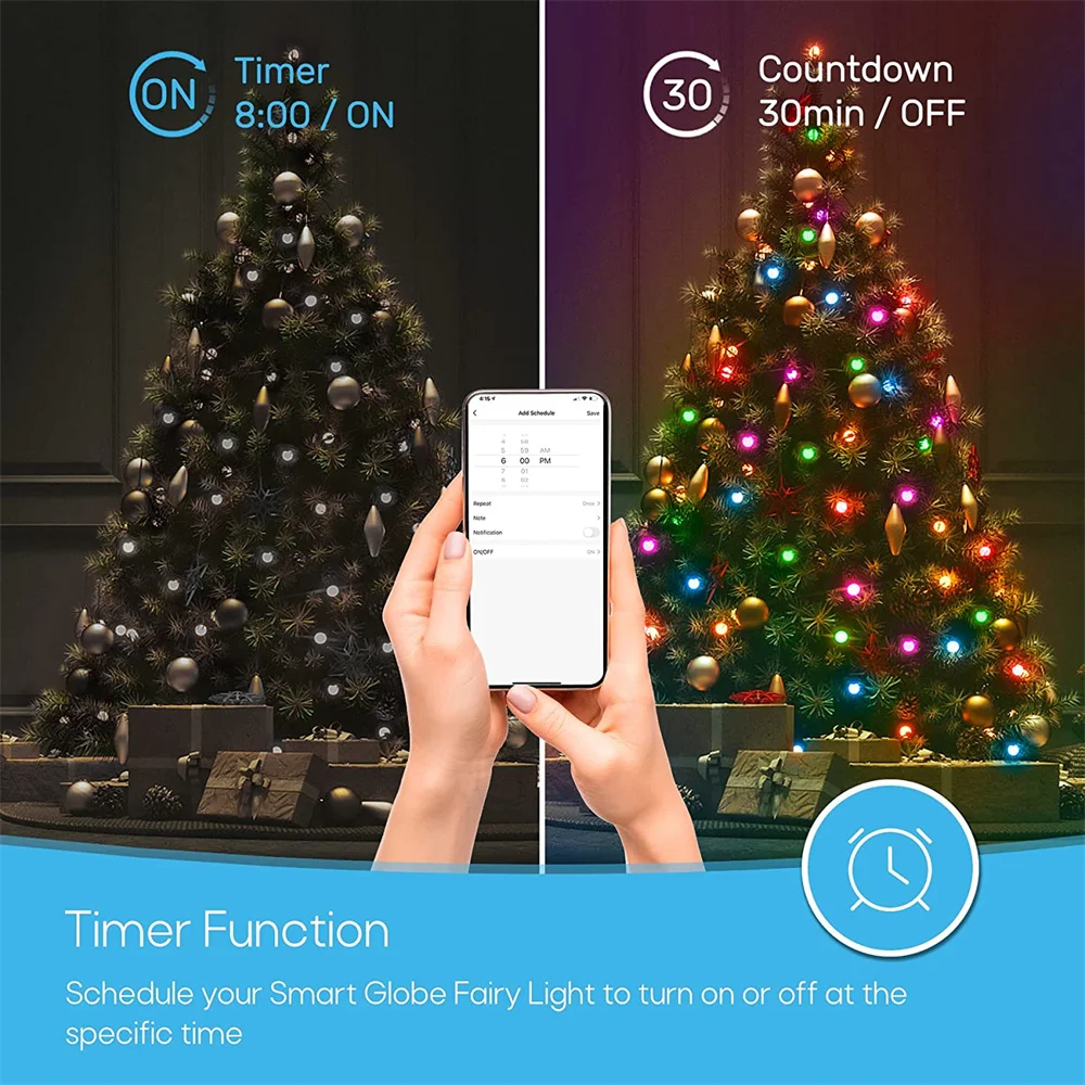 Smart Christmas String Lights Works Alexa Google LED Lights Color Changing Fairy Lights with App Remote for Indoor Christmas