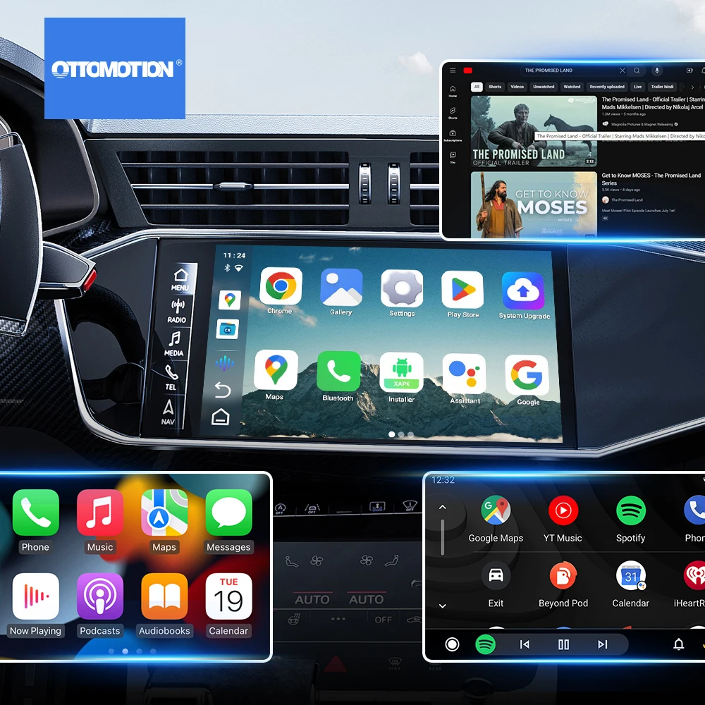 Ottosion CarPlay Ai TV Box per Youtube Netflix Spotify Wireless Android Auto Car Play Adapter Android 12 accessori per Auto intelligenti