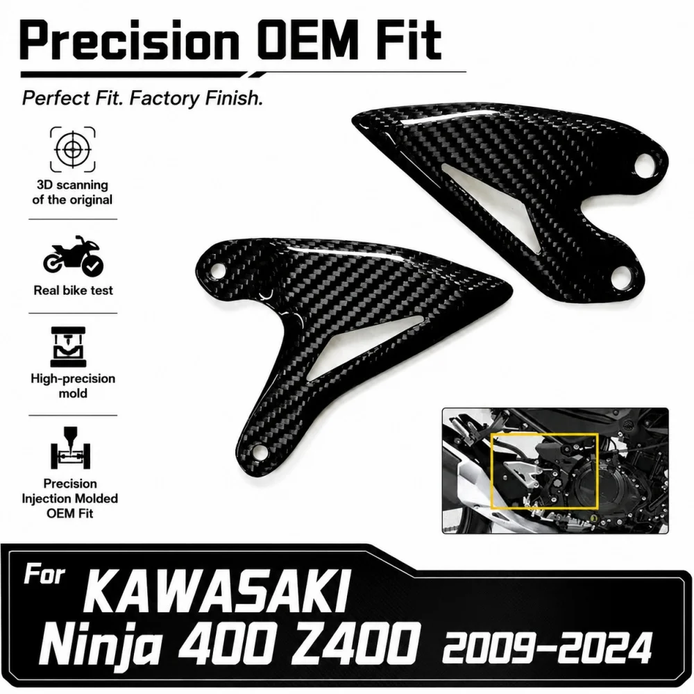 

For Kawasaki Ninja 400 Z400 2019-2024 Weight Reduction Carbon Fiber Motorcycle accessories Z400 Heel Guard Plates Foot Rests